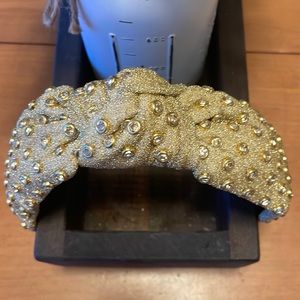 Lele Sadoughi gold rhinestone headband